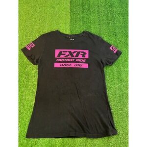 FXR Factory Ride Race Div T-Shirt Womens Medium Black Pink Motocross Graphic Tee